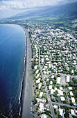 Aerial view of Saint-Paul and beach. Réunion Island (France)