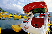 Boats for hire. Liyu Lake natural park. East Rift Valley. Hualien region. Taiwan, Republic of China.
