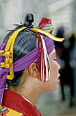 Traditional local female hairdress. Okinawa Island. Japan.