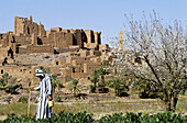 Tifoultou ksar (fortress) and village in spring, South, Ouarzazate region. Morocco.