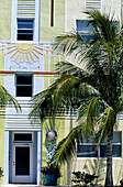 Detail on facade in Ocean Drive, Art deco district, South Beach. Miami Beach. Florida, USA