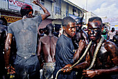 The Jab-Jabs likely lads who disguise into kind of black devils with horns and the body covered with waste motor oil.Mardi-Gras parade and preparation. Carnival. Grenada island. Caribbean