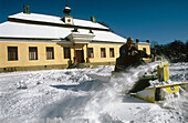 Winter time. Skansen outdoor park featuring paticularly historic houses. Stockholm. Sweden.