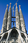 Facade of Passion, Sagrada Familia ( Holy Family ) church by Gaudí, Barcelona. Catalonia, Spain