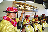 Welcoming the newcomers. The Faaa international airport. Tahiti island in the Windward islands. Society archipelago. French Polynesia