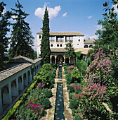 Patio de la Acequia. El Generalife Gardens. La Alhambra. Granada. Andalusia