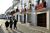 Ornated balconies at Sevilla street during Holy Week. Osuna. Sevilla province. Andalusia. Spain