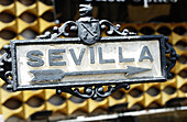 Sevilla sign at Jerez de la Frontera, Cádiz province. Spain