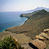 Blick vom Aussichtspunkt La Amatista, Naturpark Cabo de Gata-Níjar. Provinz Almería, Andalusien. Spanien