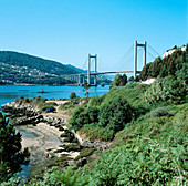 Rande bridge over Ria of Vigo (estuary), Pontevedra province, Galicia, Spain