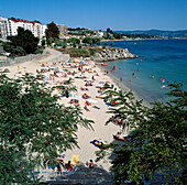 Strand Panaderia. San Xenxo. Provinz Pontevedra. Galicien. Spanien