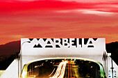 Entrance arch to Marbella, Costa del Sol. Málaga province. Spain