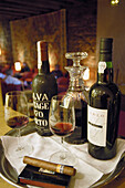 Porto wine in restaurant at Barrio Alto quarter. Lisbon. Portugal