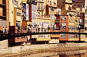 Coloured houses on the Onyar River. Girona. Spain