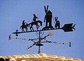 Weather vane about the Quixote on roof. Toledo province, Spain