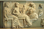 Poseidon, Apollo and Athena, Parthenon pediment sculptures at Acropolis Museum. Athens. Greece