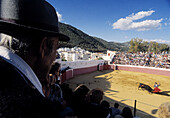Bullfighting at Mijas bullring, one of the oldest in Spain. Málaga province, Spain