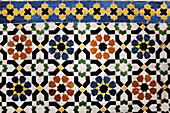 Zellige (ceramic tiles) at the Tijani mosque, at Fes. Morocco.