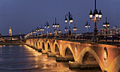 Pont de Pierre (stone bridge) over the Garonne river, Bordeaux. Gironde, Aquitaine, France