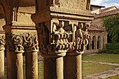 Capitel in the romanic clauster (XIIc.) of the Colegiata at Santillana del Mar. Cantabria. Spain.