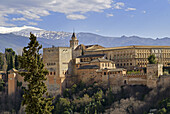 Alhambra and Carlos V Palace, at Granada. Andalucia. Spain.