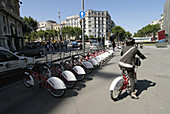 Bicing (Municipal self-service rental bikes). Barcelona. Catalonia, Spain.