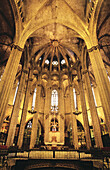 Spain. Barcelona. Gothic cathedral interior