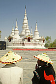 Chinese tourists wear straw sun hats at Chinese Ethnic Cultural Park. Beijing, China