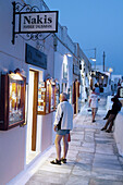 Santorini, Greece, shopping in the village of Oia.