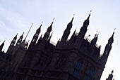 Silouhette of the Houses of Parliament in London. England, UK