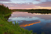 Lake near Floetningen in Dalarna in the first morning light, middle Sweden