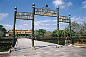 The Golden Water Bridge crossing to the Thai Hoa Palace (Palace of Supreme Peace) in the Imperial Citadel. Hue. Vietnam.