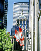 US flags at Park Avenue. Manhattan, New York City. USA