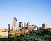 Downtown skyline and Cumberland River. Nashville. Tennessee. USA