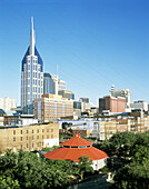 Downtown skyline and Riverfron Park. Nashville. Tennessee. USA