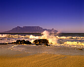 Scenic table mountain from bloubergstrand beach, Capetown, South africa.