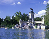 Alfonso xii monument, Parque del retiro, Madrid, Spain.