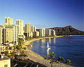 Waikiki & diamond head, honolulu, oahu, hawaii, USA.
