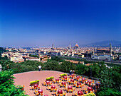 Cafe, Michelangelo park, Florence skyline, tuscany, Italy.