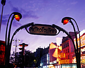 Metro sign, Pigalle, Paris, France.