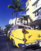 Automobile, Street scene, ocean drive, Miami beach, Florida, USA.