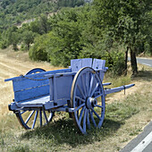 Ancient blue horse cart. Vaucluse. Provence. France