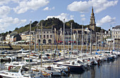 Boating harbour and town, Binic. Brittany, France