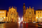 Baroque churches of Santa Cristina and San Carlo at San Carlo Square. Turin. Italy
