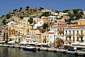 Houses at Yalos harbour, Symi. Dodecanese, Greece