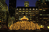 Christmas, Pulitzer fountain, Fifth Avenue, Manhattan, New York, USA