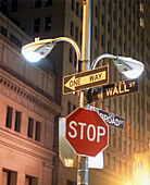 Wall Street sign, Downtown, Manhattan, New York, USA