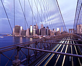 Brooklyn bridge, Downtown skyline, Manhattan, New York, USA