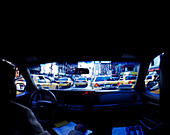 Interior, Taxi cab, 7th Avenue, Midtown, Manhattan, New York, USA