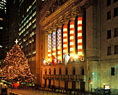 Christmas tree, Stock exchange, Financial district, Manhattan, New York, Usa